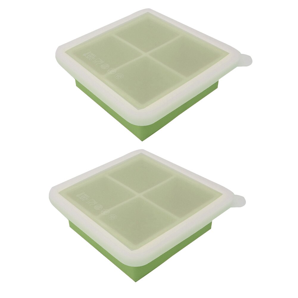 Bandeja con moldes para cubitos de hielo, utensilios reutilizables DIY para barra de cocina con tapa, gelatina, molde para congelador, 2 uds.: Verde