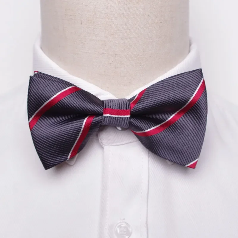 Laços pretos clássicos masculinos, gravata borboleta de poliéster, tecido, ponto, verificado, borboleta descascada, vestido de casamento, cão formal masculino, moda