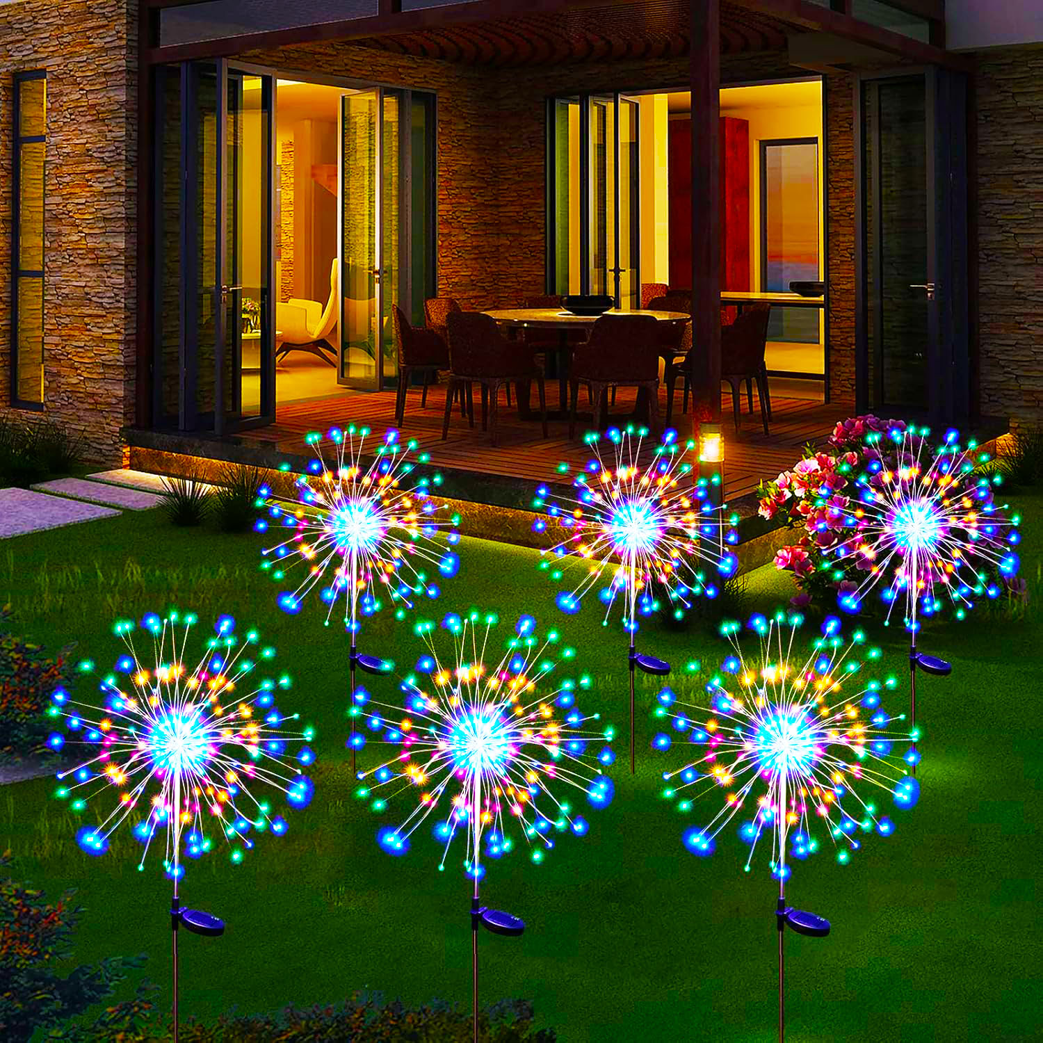 LED-Solar-Gartenleuchten für den Außenbereich, wasserdicht, Solar-Feuerwerk-Lichter zum Selbermachen für draußen, Bodenlampe, Rasen, Hof, Weg, Terrasse, Dekoration