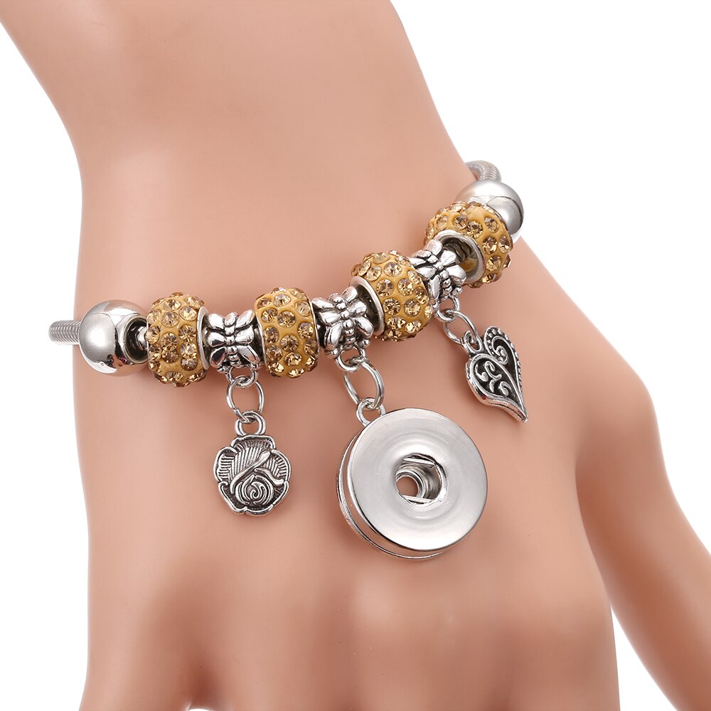 Snap Button Jewelry Snap Bracelet Lobster Buckle Snake Chain Bangles Fit 18MM Snap Jewelry Christmas Beads Bracelet