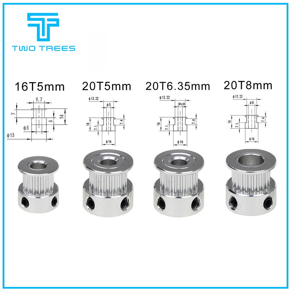 3D Printer parts 20 teeth GT2 Timing Pulley Bore 5mm 6.35mm 8mm for Width 6mm GT2 synchronous belt 2GT Belt 20teeth pulley