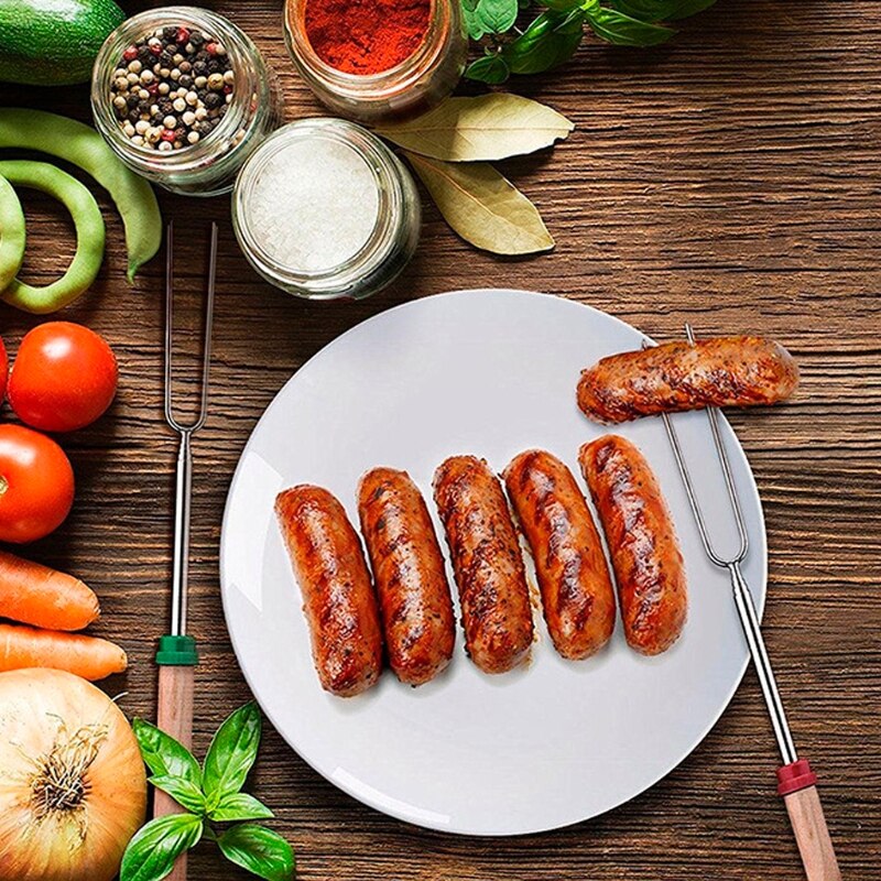Barbacoa de acero inoxidable, utensilios para nubes o asado, extensible, telescópico, 50JD
