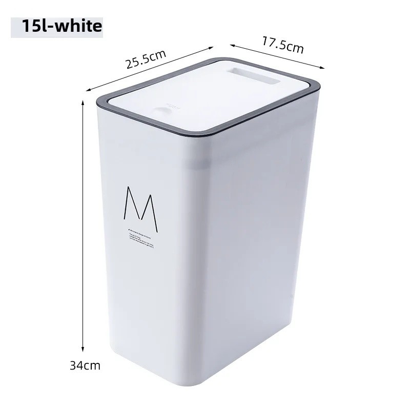 Kunststoff-Mülleimer mit großer Kapazität, Badezimmer-WC-Abfallbehälter, Heimgebrauch, Mülleimer, hygienisch, beliebtes Online-Produkt, Haushaltsbedarf: Schwarz / 10L