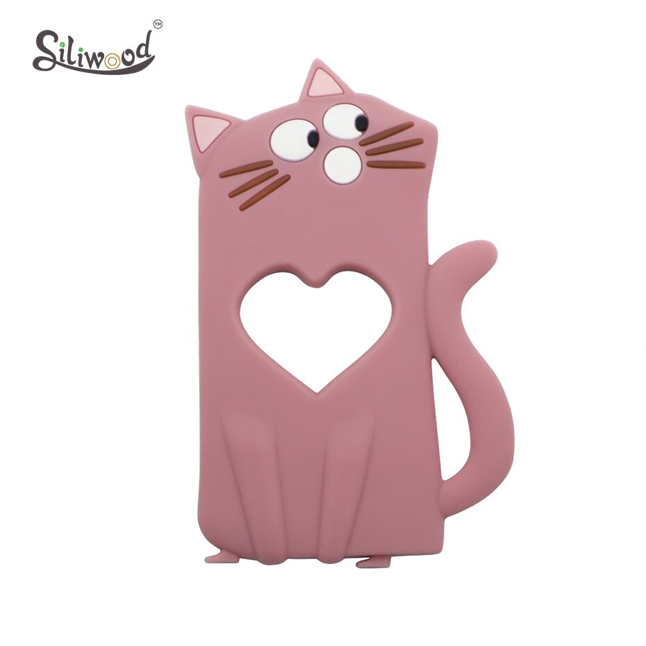 1PC BPA Free Silicone Teethers Easter Egg Baby Teething Necklace Toy Food Grade Silicone Cartoon Nursing Tiny Rod Baby Teether: TR030-21 Dark Pink