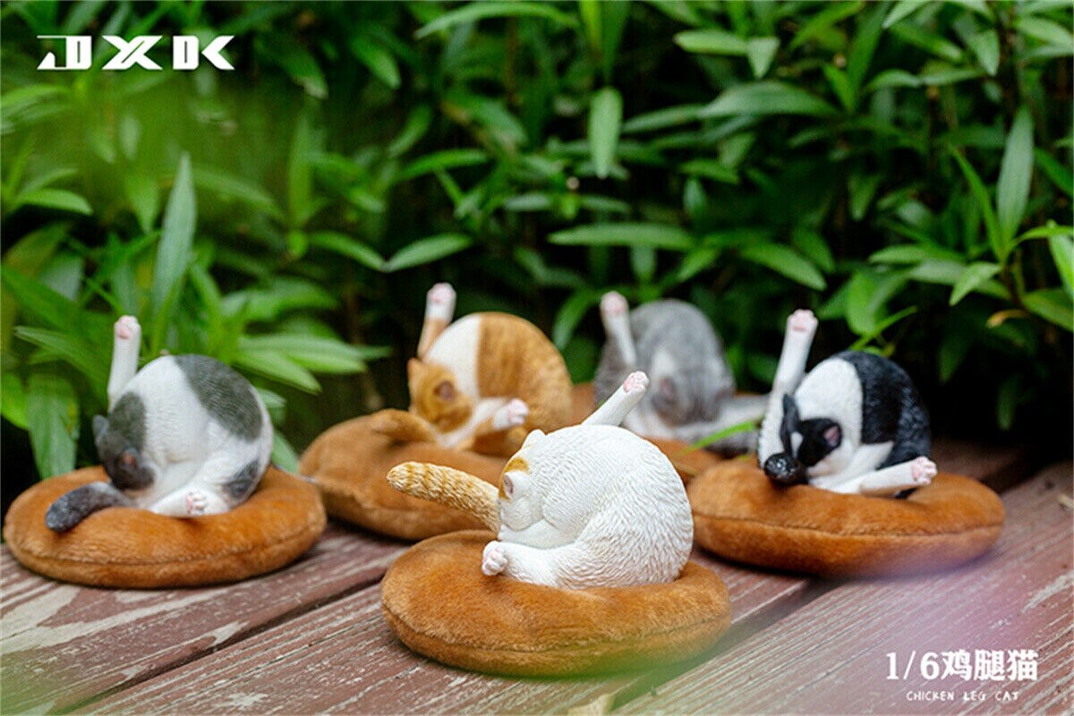 JXK 1/6th Chicken Leg Cat Model Funny Pet Figure Realistic Animal Collector Decoration Ornaments Toys For Children