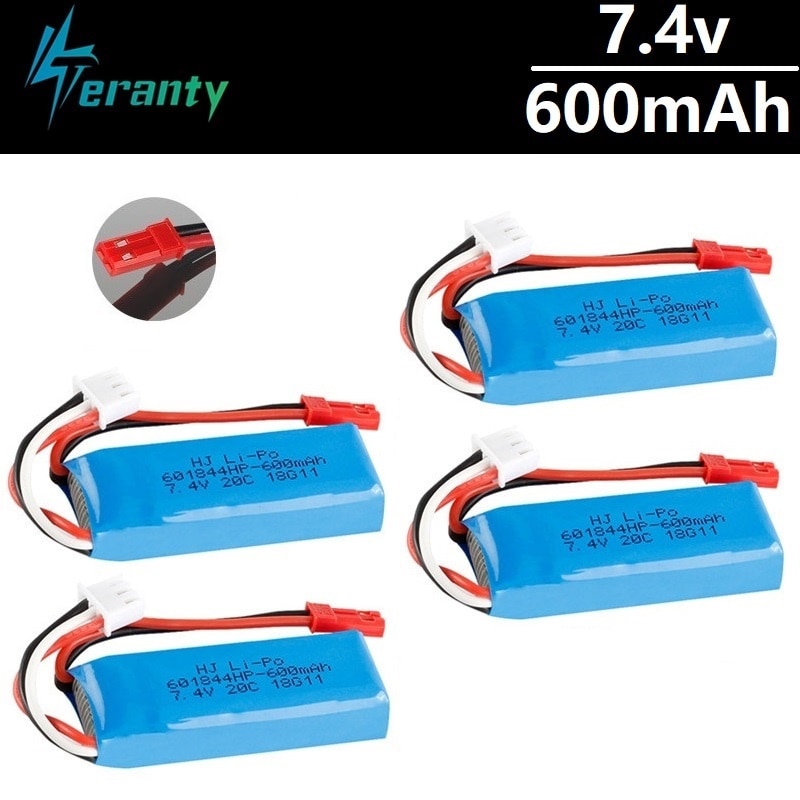 7.4V 600mAh 20C Lipo Battery for WLtoys K969 K979 K989 K999 P929 P939 RC Car Parts 2s 7.4v Battery 4pcs/lots