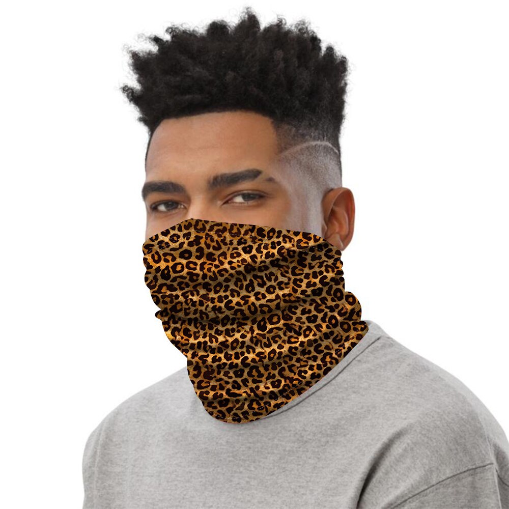 Dyr pels mønster leopard print ansigtsmaske halv sol støv beskyttelse tørklæde 3d rør maske sømløs holdbar ansigt bandana