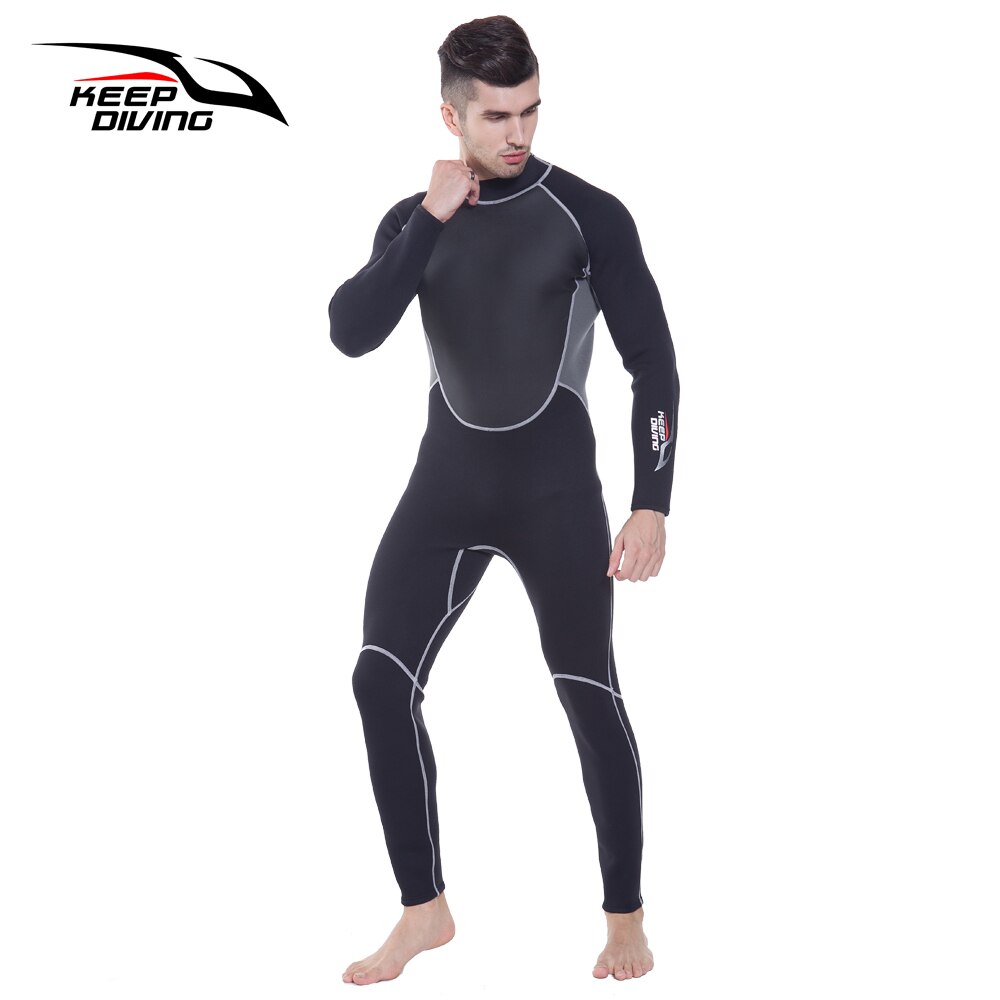 KEEP DIVING 3MM Neoprene Wetsuit One-Piece Full body For Men Scuba Dive Surfing Snorkeling Spearfishing Plus Size