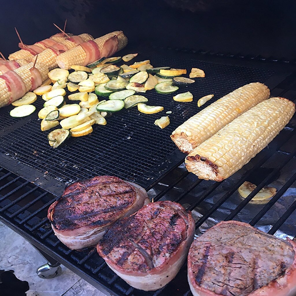 Størrelse rustfritt stål bbq grill grilling mesh wire netto utendørs matlaging grilling mesh mat utendørs kokk bbq tilbehør