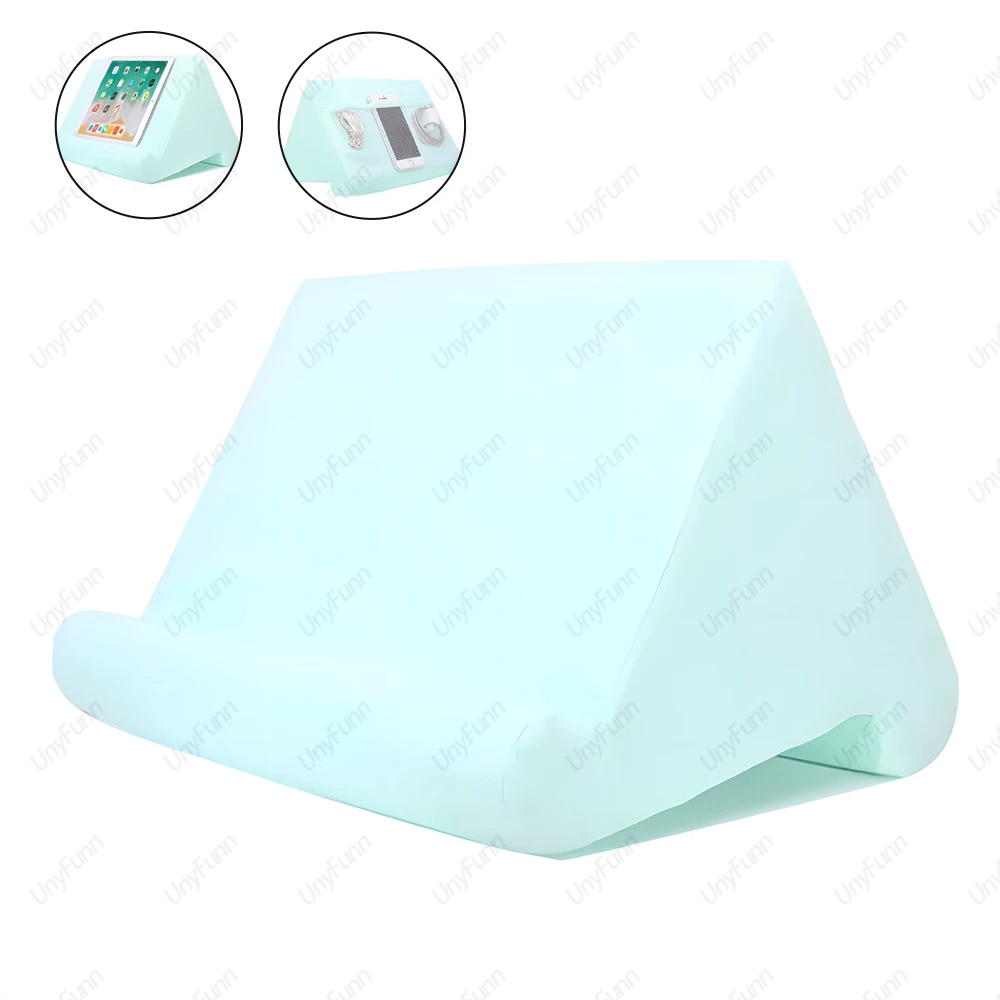 Zachte tabletkussenshouder met kabelzak Pad Tabletbeugel Dock voor schootbed en bureau voor iPad Telefoon Kindle Leesstandaard