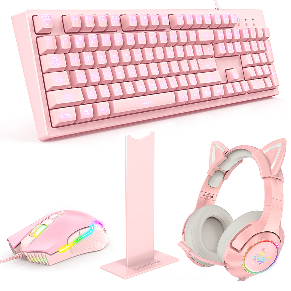 Onikuma K9 Roze Gaming Hoofdtelefoon Voor Meisje Kid Pc Stereo Gaming Headset Met Microfoon &amp; Led Licht Voor Laptop/ PS4/Xbox Een Controller