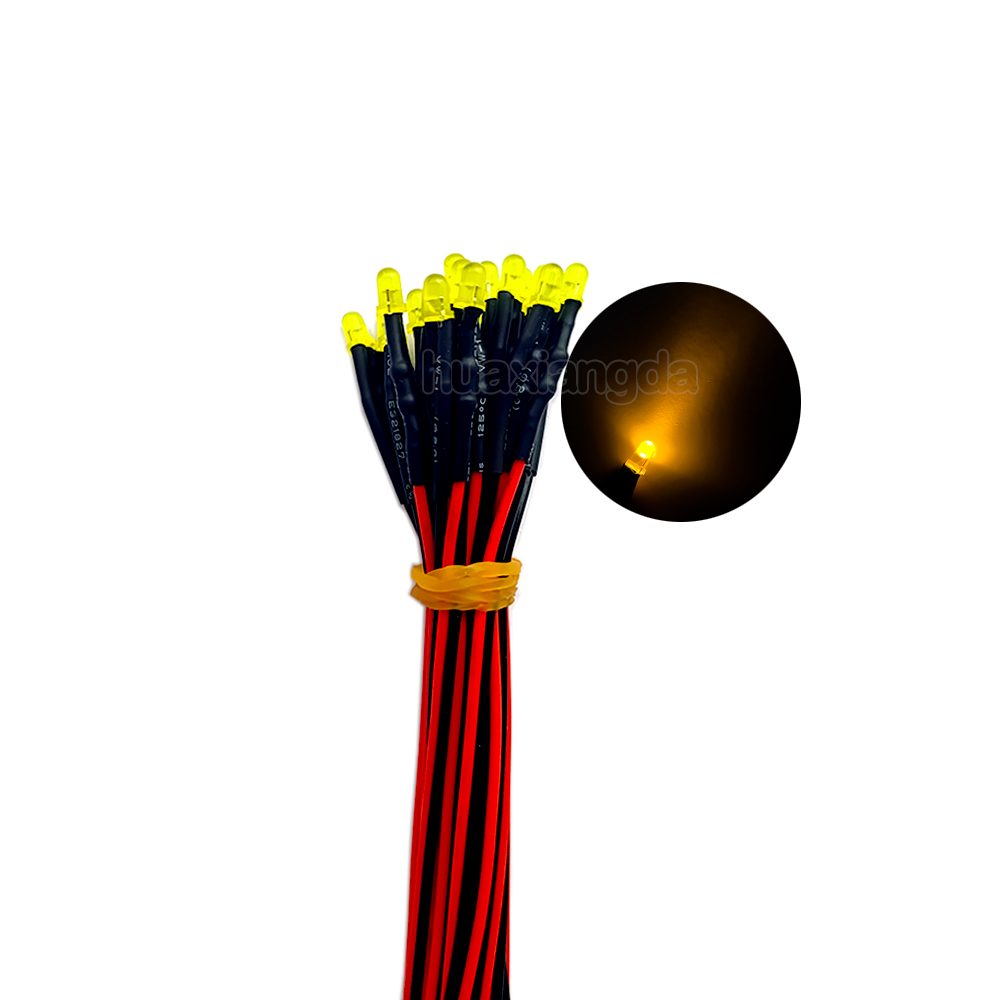 20pcs 3mm DIFFUSED LED Diode Light Emitter LED Wired 20cm 12v LED Bulb light Lamp Red Yellow Blue Green White Warm White Orange: Yellow