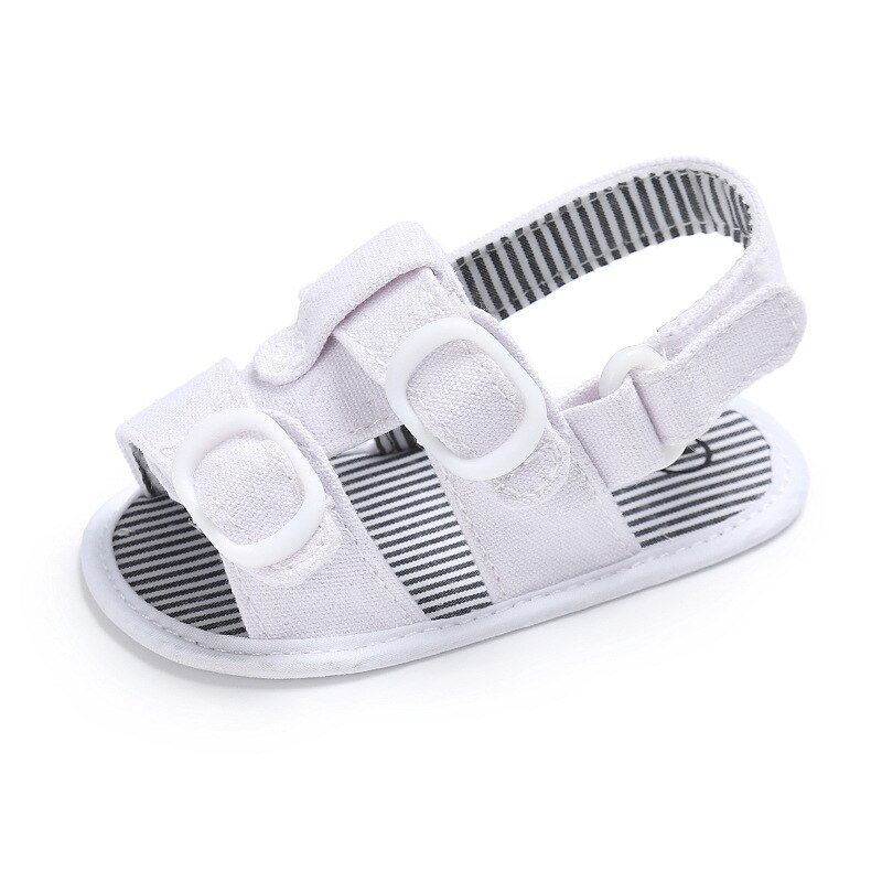 Chaussures en Denim pour -né garçon et fille, sandales d'été en coton à semelle souple pour bébés, premiers pas: WHITE / 0-6 mois