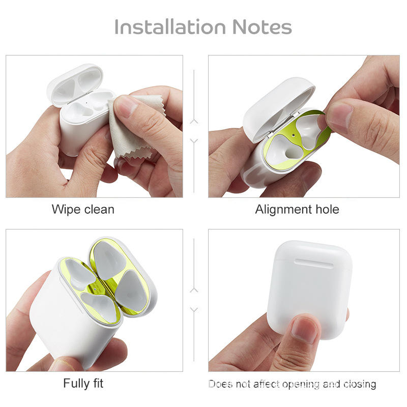 Metalen Dust Guard Voor Airpods Sticker Apple Skin Accessoires Case Opladen Box Protector Voor Airpods 2 Air Pods Airpods2 Decal