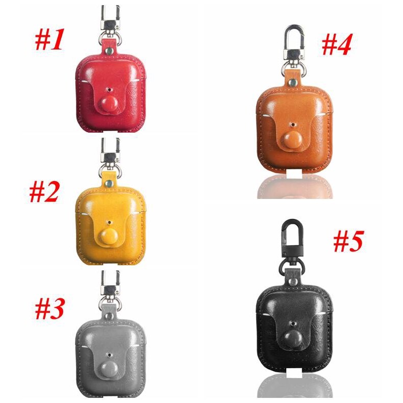 Voor realme buds air case luxe olie huid heldere pu leren hoes met haak