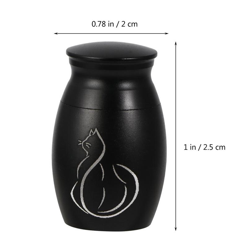 Pot d'urne en acier inoxydable avec couvercle à vis, pour décoration d'enterrement, imprimé chaton: Type D