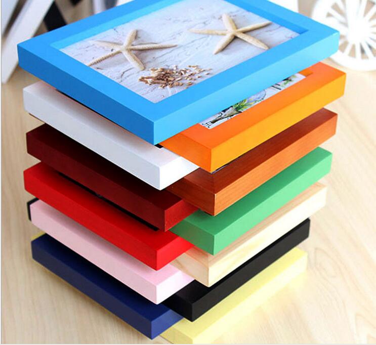 ! 4pcs/set massief houten fotolijst 5 inch muur fotolijst mix kleur bureau decor houten frame