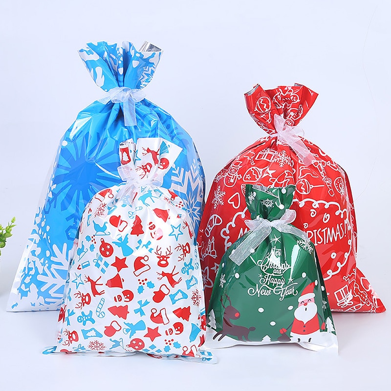 Kerst Cadeau Zakken Leuke Diverse Stijlen Goody Bags Cadeaupapier Feestartikelen Voor Kerst Candy Tas Met Linten