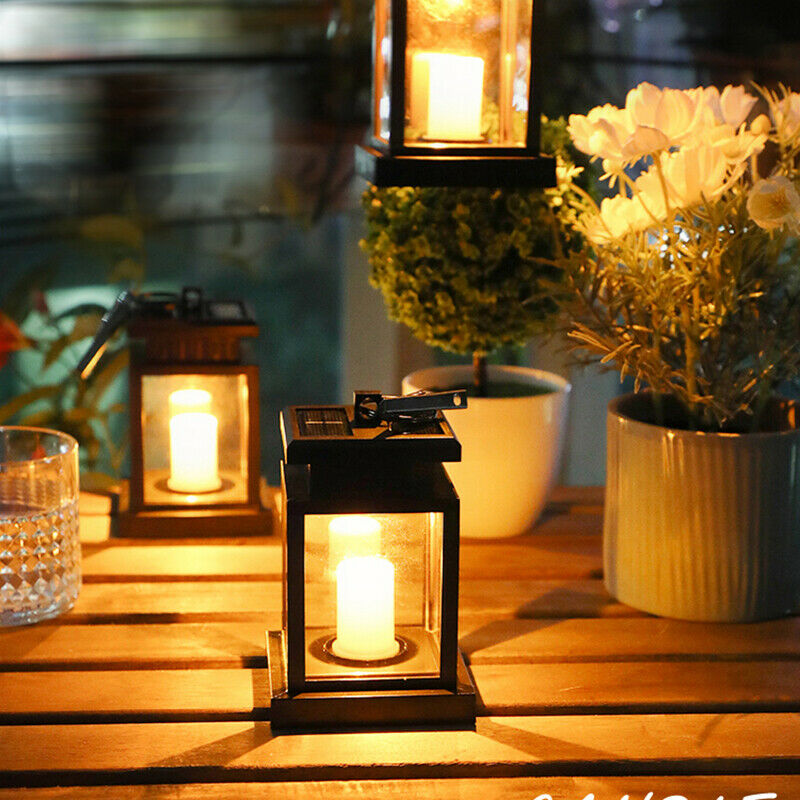 Solar lantaarn hanglamp led kaars tuin buiten patio tuinlamp voor patio landschap tuin warm wit vlamloos flikkerend