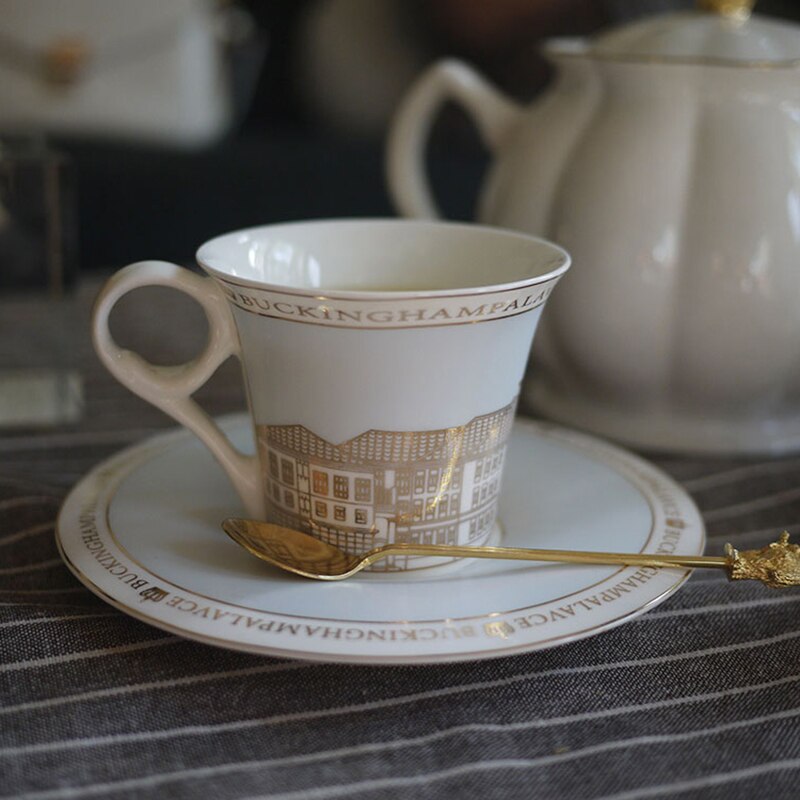 Europese Bone China Koffie Set Thee Kop En Schotel Set Retro Koffiekopje Porselein Koffie Reizen Cup Drinkware J