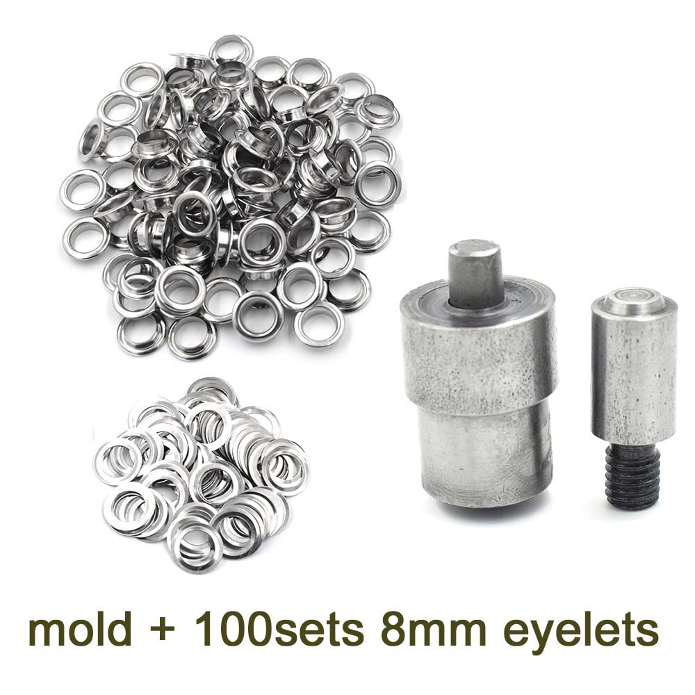 (100 pieces/lot) An inner diameter of 8mm eyelets. Gas buttons. Metal pores. Hollow rivets. Shoebox pores. Wearing rope hole.: mold and 100 eyelets