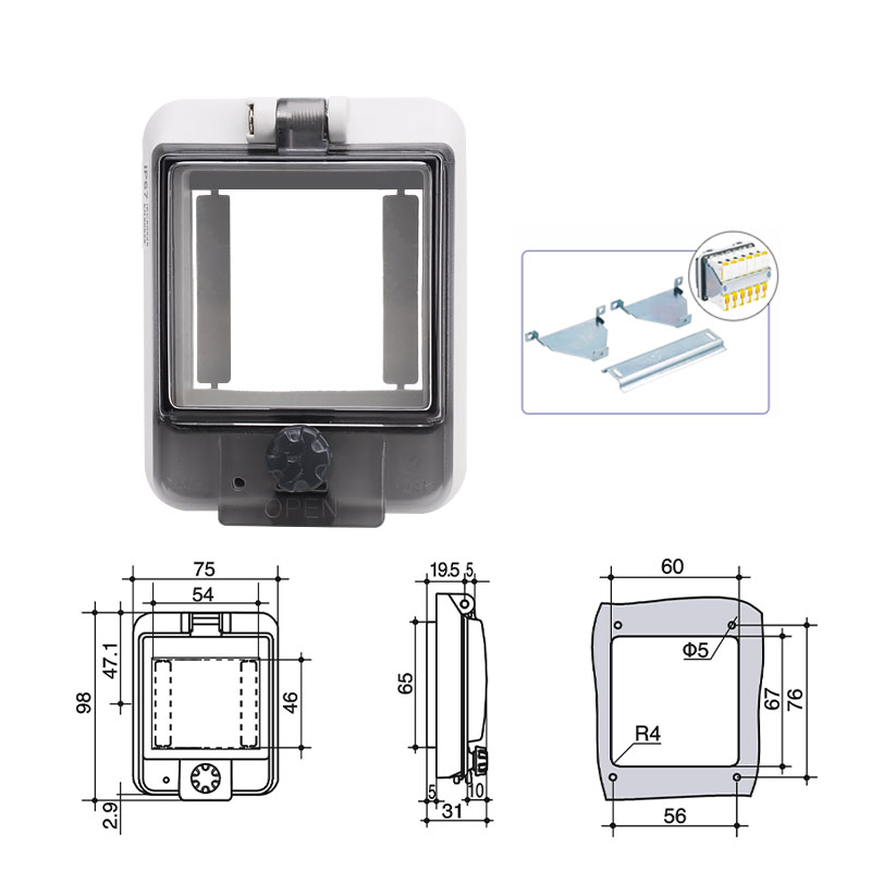 Transparent button protection window cover Waterproof window circuit breaker switch IP67 splash cover box: 3 without bottom