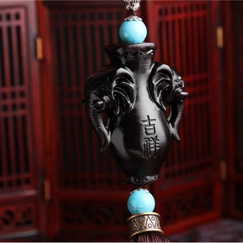 Gammel kinesisk mytologi sort drage ornamenter træudskæring statue skulptur amulet bil vedhæng  sw015b#30: Wd047