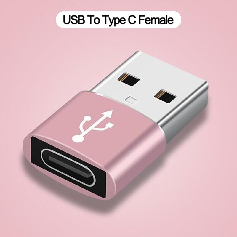 2IN1 cavo Micro usb maschio a USB femmina per telefono cellulare tipo C a connettore USB adattatore OTG convertitore in lega di alluminio in movimento: USB-Type C Rose