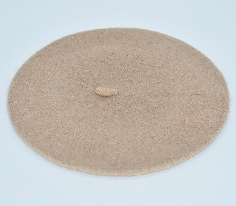 DOUBCHOW Women's Light Weight Artist French Style Beret Hats Teenage Girls Wool Blending Solid Color Pink Purple Baret Flat Hat: Camel