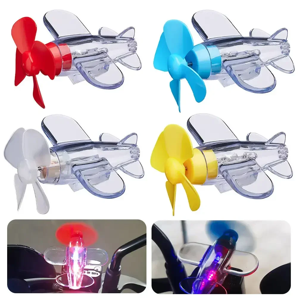 Rotatable Airplane LED Light Motorcycle Wind Powered LED Decoration Light Car Interior Ornaments Bikes Bicycle Decor Light