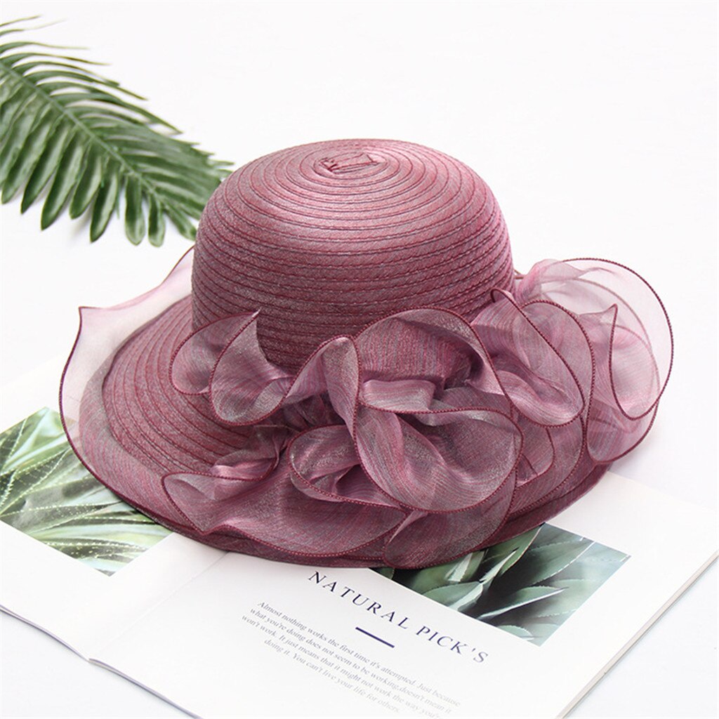 Chapeaux de soleil en Organza pour femmes, couvre-chef de mariage, à fleurs, , à Uv, nouvelle , # P2