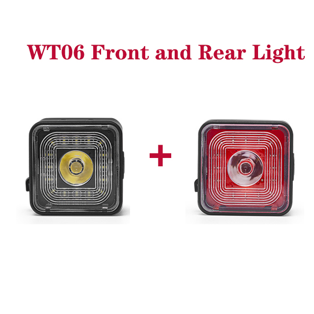 High Lumen Bicycle Front Light Smart Sensing Rear Light Set IP66 Waterproof MTB Taillight Road Bike Night Cycling Safety Lamp: WT06 2pcs Light Set