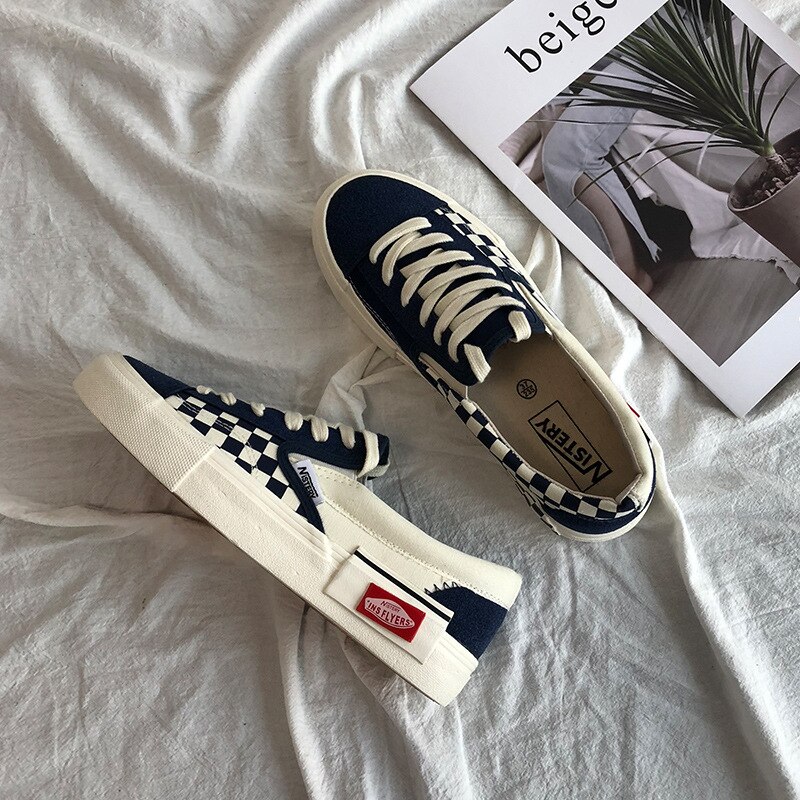 Women Sneakers spring canvas shoes black Lace up flats Casual Classic Woman walking student girl Shoe BIG SIZE 43 1H36