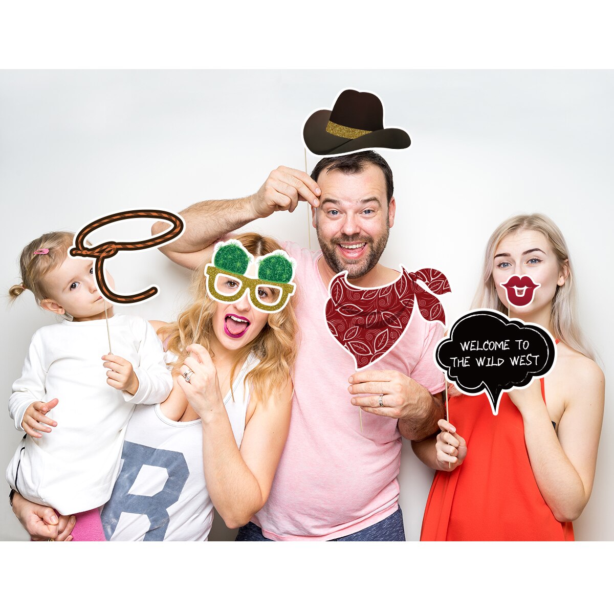 Tinksky 18Pcs West Cowboy Photo Booth Accessoire Met Bamboe Sticks Funny Party Decoratie Benodigdheden