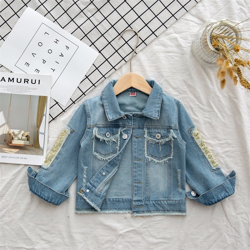2022 ragazze giacca blu cappotto manica lunga Denim bambino capispalla per bambini primavera top abiti autunno nuovi bambini stampa giacche cappotto