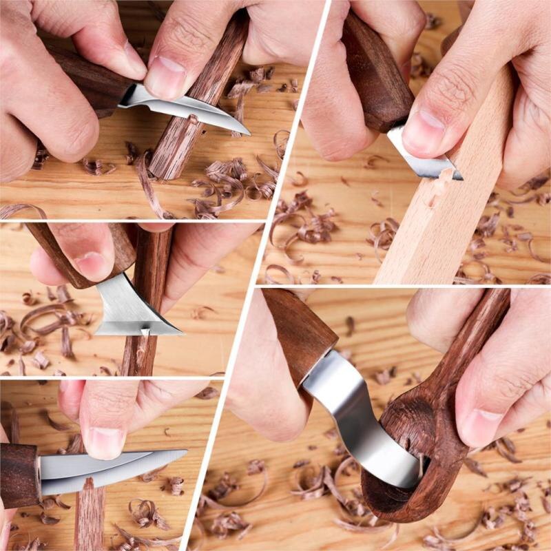 1 / 3 / 5 / 7 / 10 / 12 walnut woodworking knife hand tool set wood carving knife DIY peeling wood carving spoon carving knife