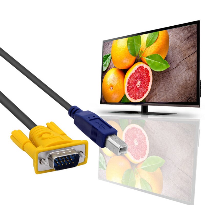 1.5M USB KVM Switch Cable USB2.0 15Pin VGA Male to Male USB A to USB B Cord Cables PC Computer Printer Monitor Adapter Converter