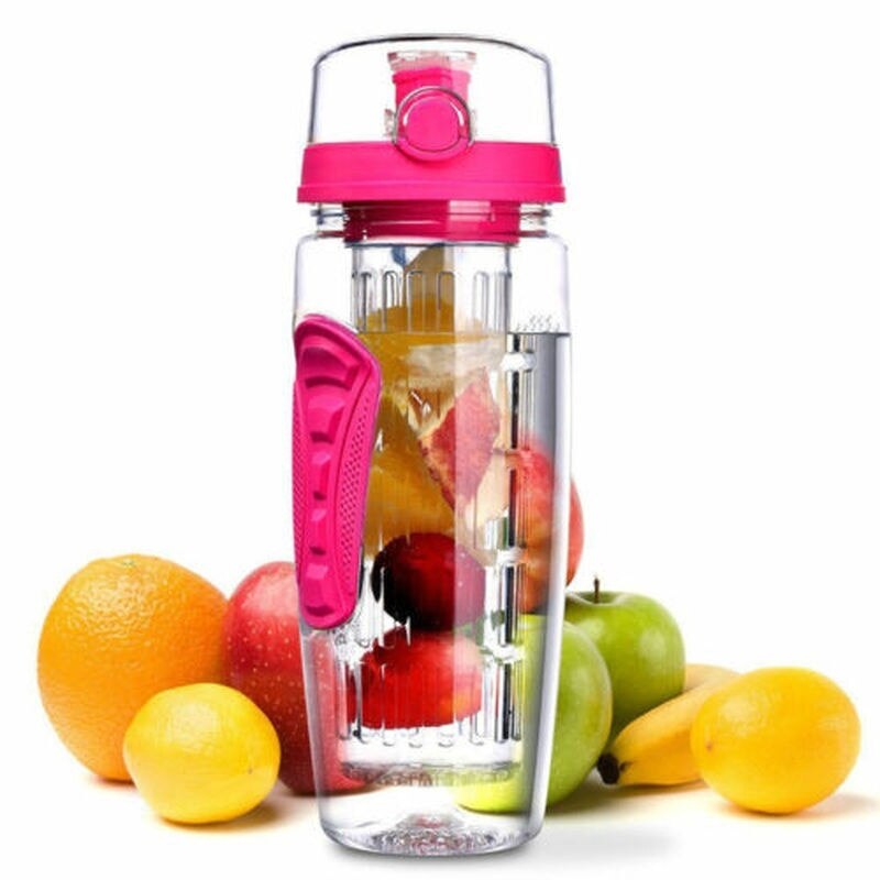 1000ml fruit infuser waterfles bpa-vrij plastic sport detox gezondheid aardbeienmelk waterflessen: Roze