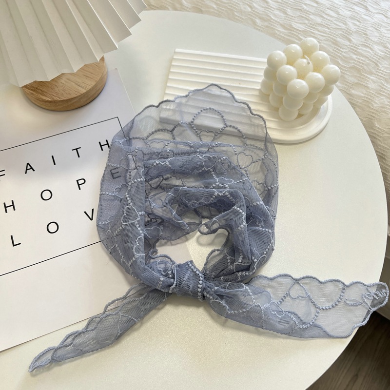 Bufanda de seda pequeña de encaje de Color para mujer, bufanda larga que combina con todo, bufanda de carpeta Triangular decorativa, protección para el cuello, cinta para el cabello de amarre: Oro