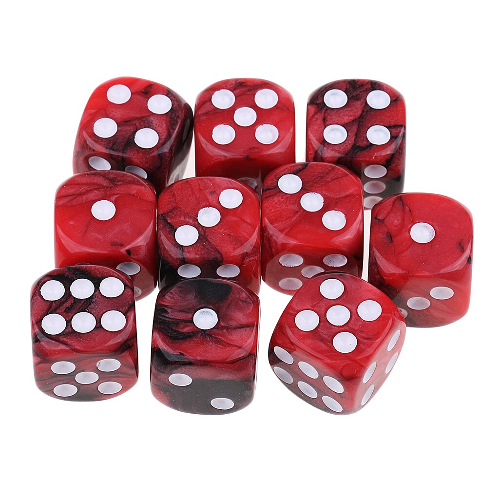 Set Van 10 6 Zijdig Opaque D6 16Mm Standaard Dice Die 2 Gemengde Kleur Dices