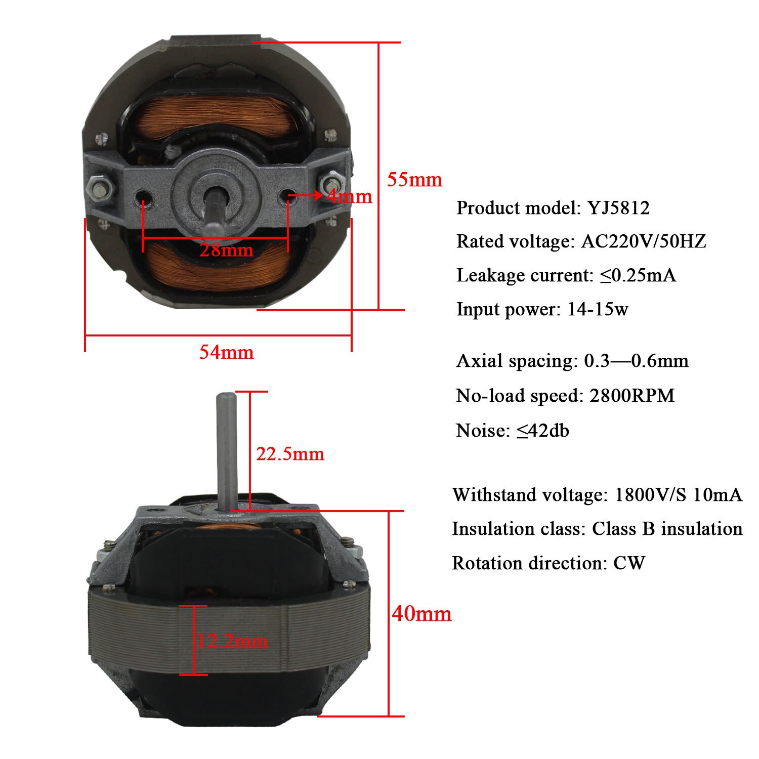 shaded pole induction motor ac single phase induction motor 220V2800 rpm ac shaded pole motor for Heater mosquito repellent lamp