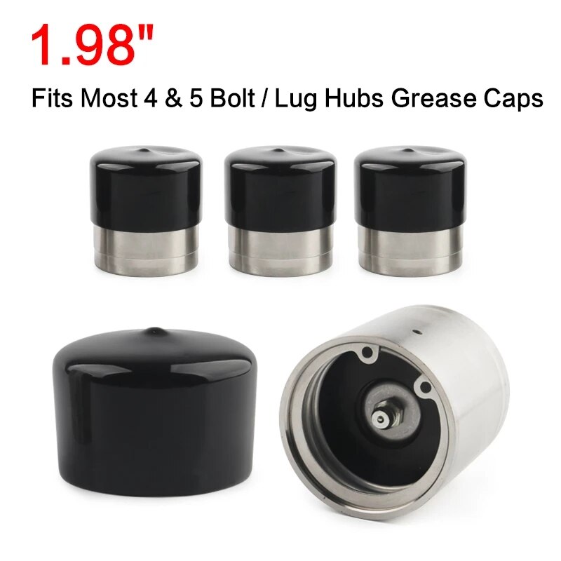 Lug Hubs Grease Caps/1.98"Stainless Steel Boat Trailer Bearing Buddy Kits w/ Protective Grease Bra Fits Most 4 &amp; 5 Bolt