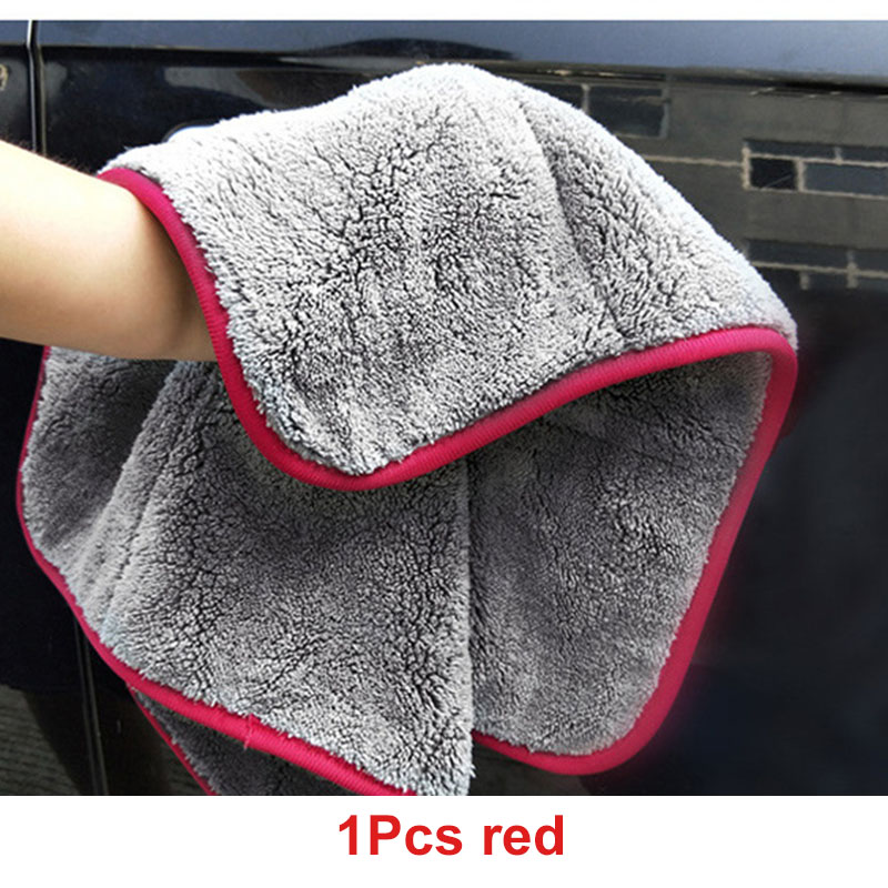 Auto detaillering 42 x 48cm auto wassen doek mikrofiber handdoek bil rengøring klud til biler dikke mikrofiber til bilpleje køkken: 1 stk rød