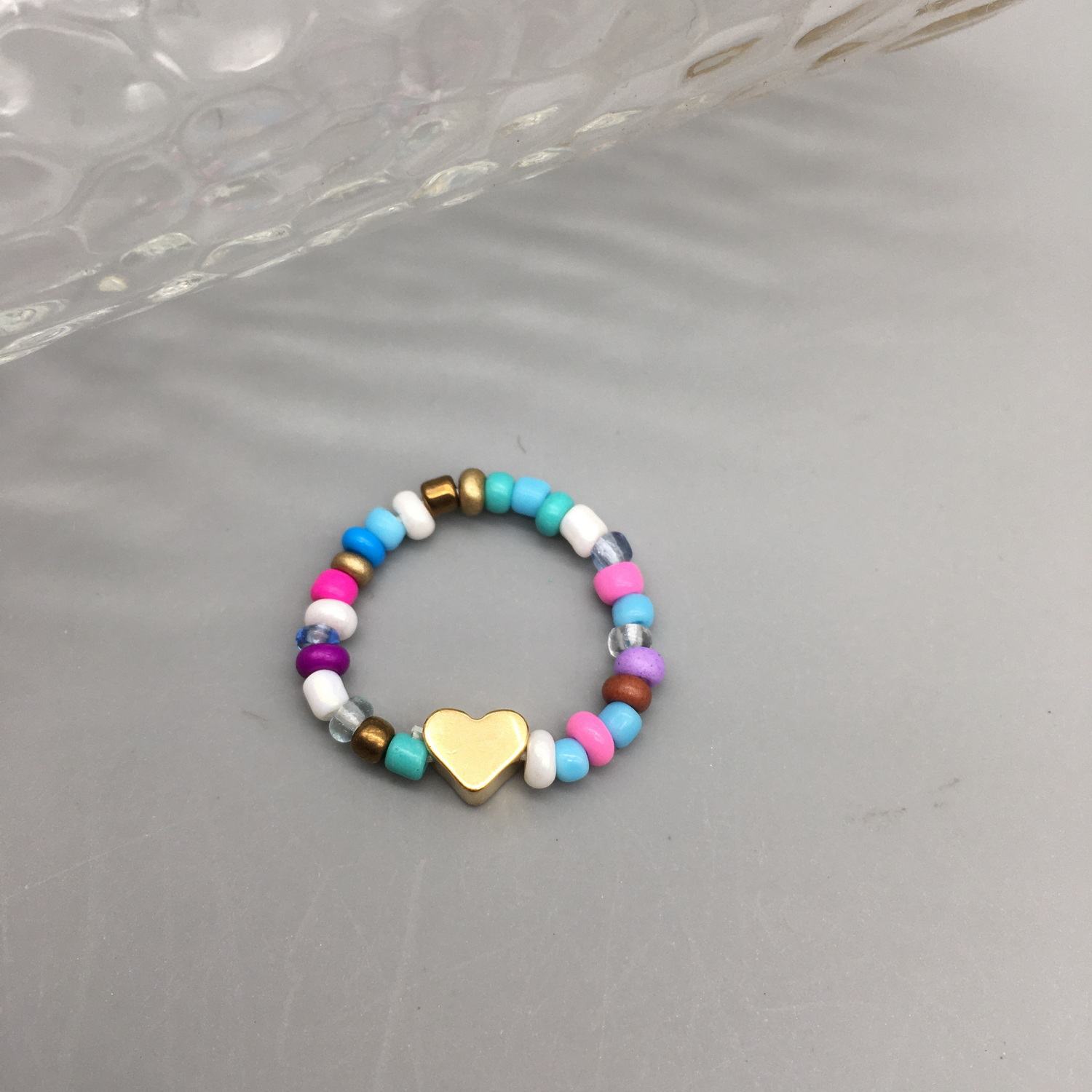 Anillos de cuentas de semillas simples para mujer, anillos con cuentas de cristal a la , bonitos y minimalistas, cuentas coloridas, anillos finos apilados geométricos: Color