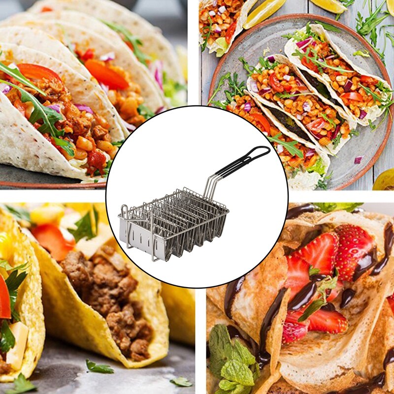 Taco Fryer Basket, Taco Shell Fryer, Holds 6 Shells Deep Fryer Taco Holders Basket With Grip Handle Taco Holder Stand