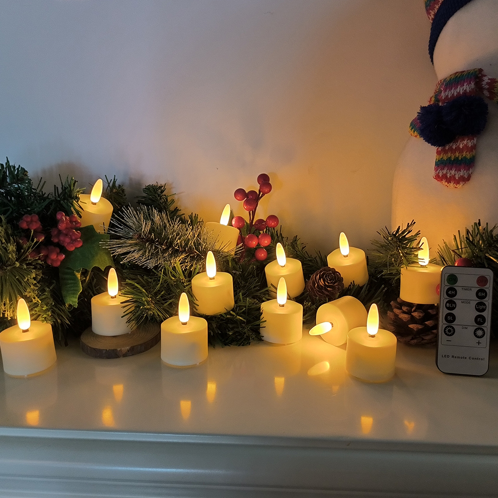 Velas Led FPOO con temporizador de vela eléctrica Led Artificial recargable, luz de llamas parpadeantes remotas para decoración del hogar y vacaciones