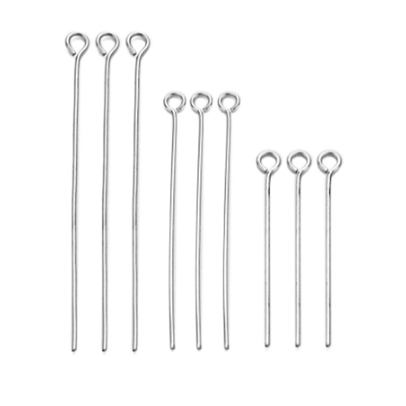 100Pcs/Lot 15mm-60mm Metal Flat Head Pins Needles Silver DIY Jewelry Making Accessory Findings Chain Hanging Pins: SILVER / 0.7x60mm