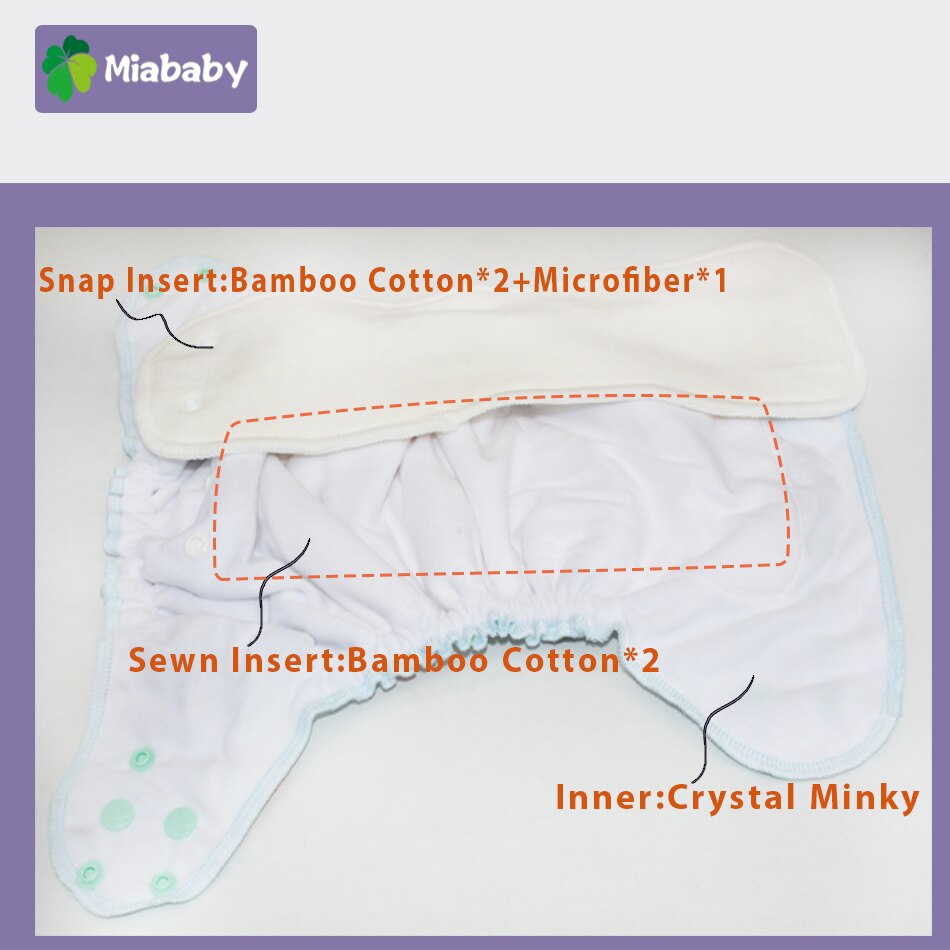 Miababy – couche épaisse AI2 en coton et bambou pour bébé, couche imperméable en tissu pour la nuit, 1 pièce
