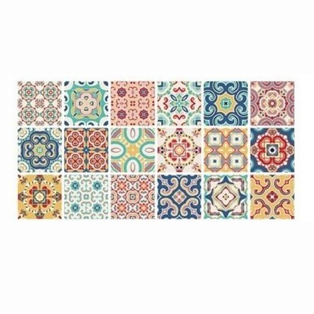 Retro Pattern Tile Floor Stickers PVC Waterproof Self Adhesive Paste DIY Wall Ground Bathroom Kitchen Decor Wall Floor Stick: U