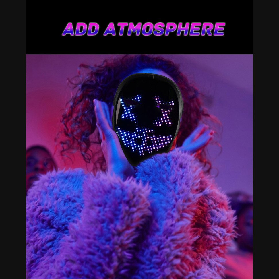 Bluetooth-compatible LED Luminous Mask Carnival Festival Light Up Changing Mask Japanese Fox Mask Halloween Christmas Decor